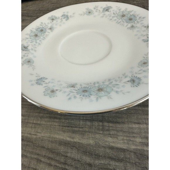 Noritake Porcelain China 6716 INVERNESS Platinum Vintage Japan Blue White Saucer - Picture 12 of 16